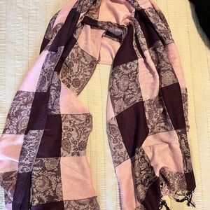 Soft Pink and Plum Checkered Scarf - Women Accessories